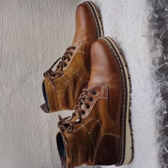 CREVO Drayton Chestnut Suede Leather Round Toe Hook Eyelet Lace Up Ankle Boot - Picture 4 of 16